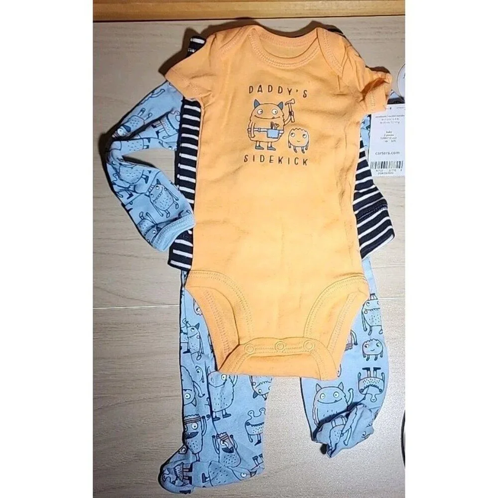 Baby Boy Size 3 Month Daddy's Sidekick 3 Piece Carter’s Outfit New - Picture 3 of 6